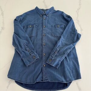 Foundry Blue Textured Denim Men’s Shirt 3XL